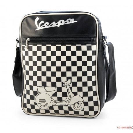 Vespa schoudertas "Tracolla scacchi" - zwart - VPSB20